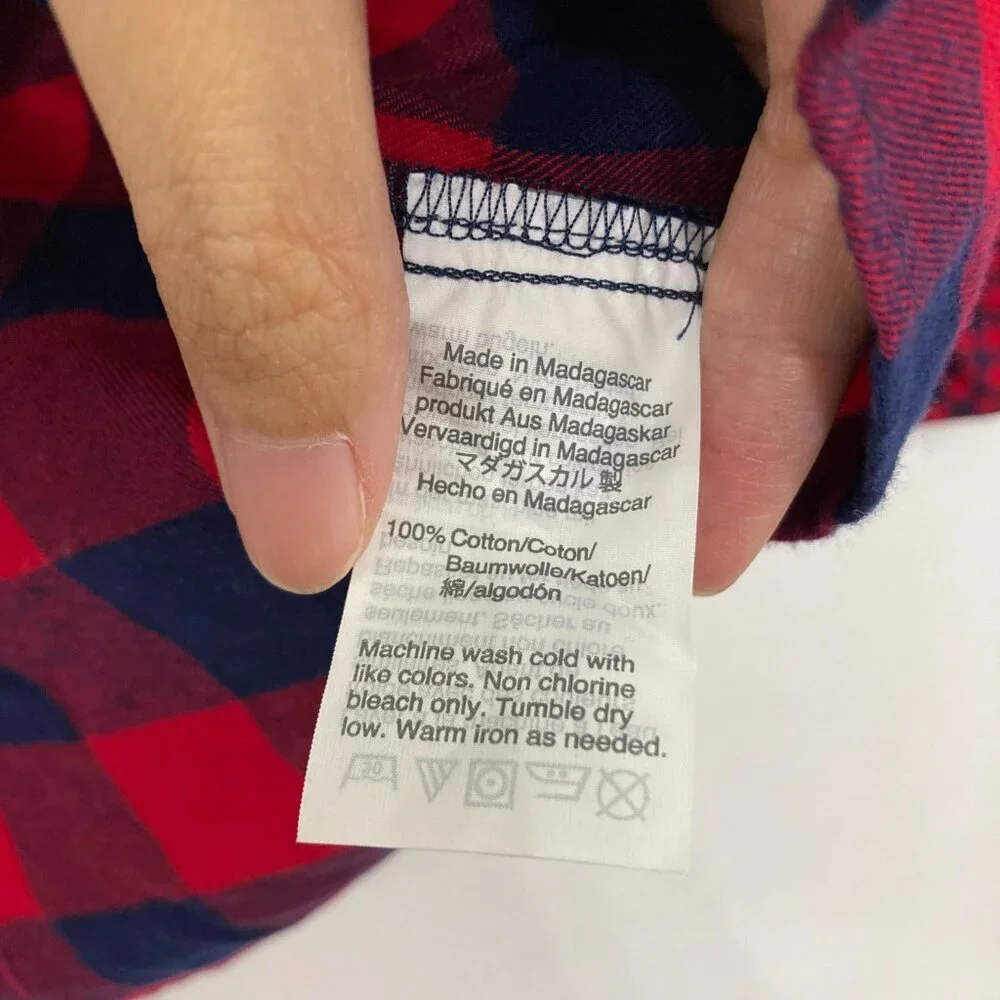 New J. Crew size 18 Blue Red Plaid Crew Neck Light Flannel Cotton Blouse‎ Preppy